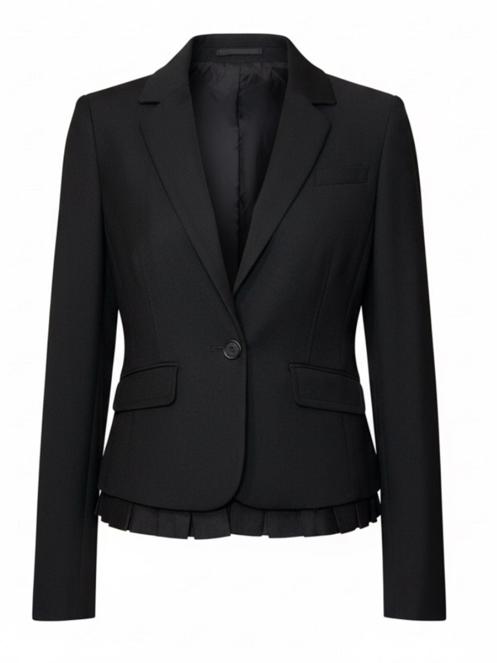 LOFT Black Ruffle Trim Single Button Blazer Jacket Office Career Chic Size 2